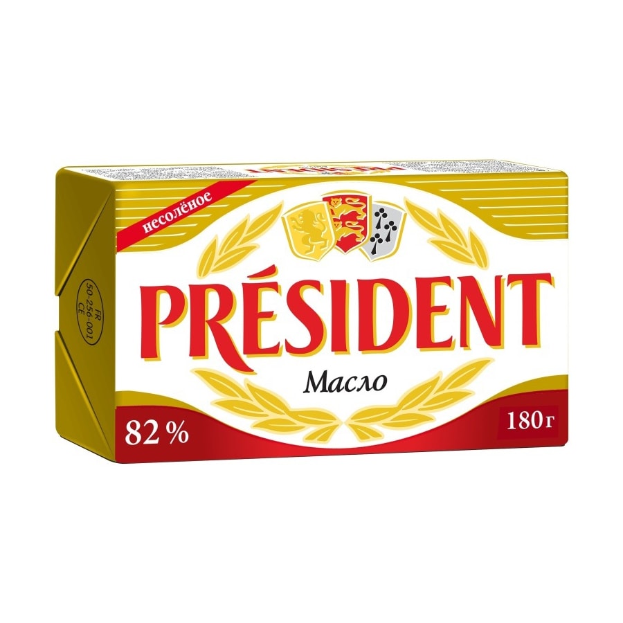 PRESIDENT масло классическое 82% 180 г.